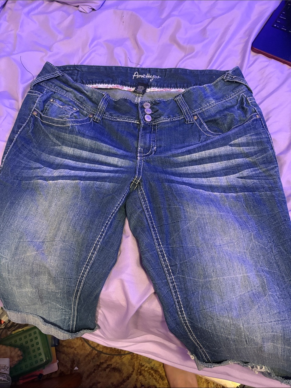 Amethyst Jeans Women's Distressed Blue Boyfriend Jeans
